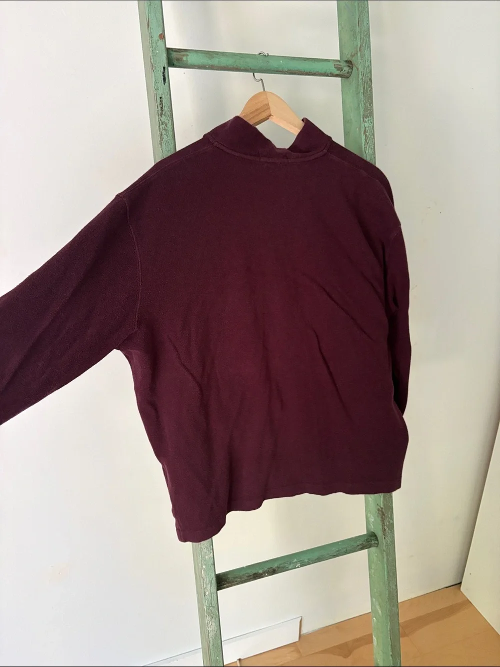 Ralph Lauren Burgundy Half-Zip Hoodie Sweater - Picture 5 of 5